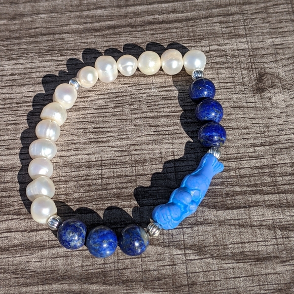 Handcrafted Mermaid Bracelet with Lapis Lazuli - Picture 4 of 7